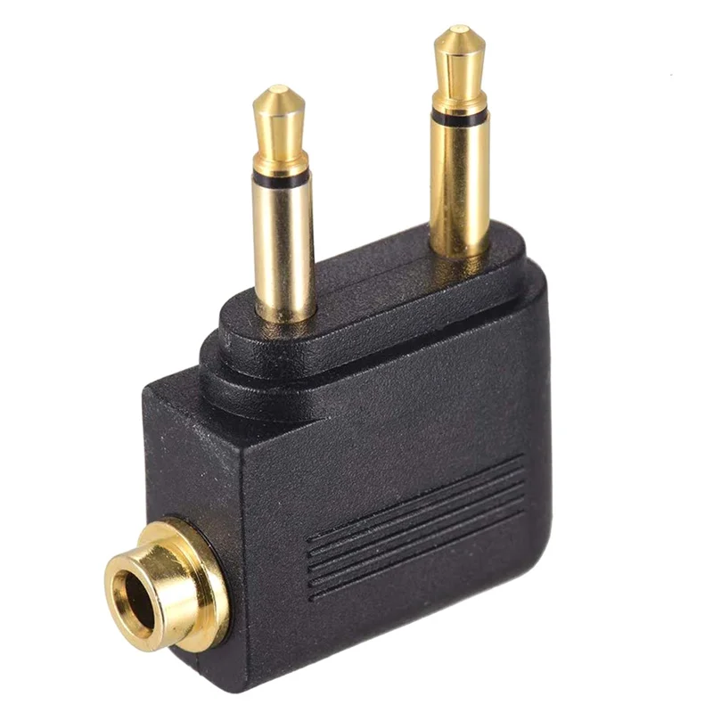 Dual 3 5 มม.ชาย 3 5 มม.AUX แจ็คอะแดปเตอร์เครื่องบิน Travel หูฟัง Golden Plated Converter
