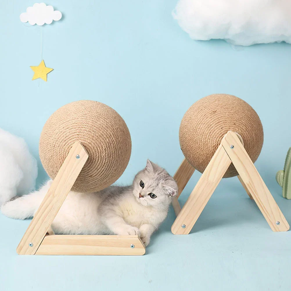 Cat Scratcher Toy Cat Scratching Ball Toy Natural Sisal Rope Cat Scratching Ball Scratcher with Ball  Exercise Wheel for Cats