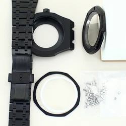 Black 41mm Luxury Men Octagonal Watch Cases Bracelets Parts Sapphire Glass For Oak Seiko nh35 nh36 nh34/38 Movement 31.8mm Dial