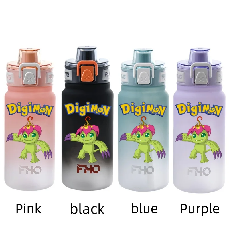 Digimon 750ml Anime Characters Portable Water Cup Large Capacity Outdoor Plastic Leak-proof Water Bottle Children's Gift