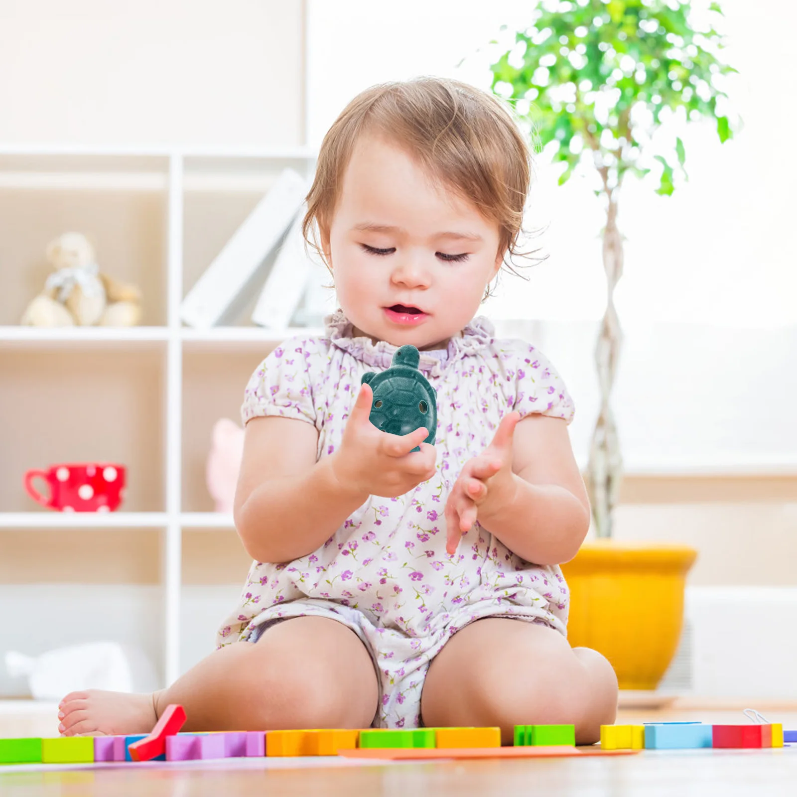 

1Set Beginner Ocarina Flute Turtle Shape White Porcelain Instrument Portable Lightweight with Lanyard for Easy Carrying Natural