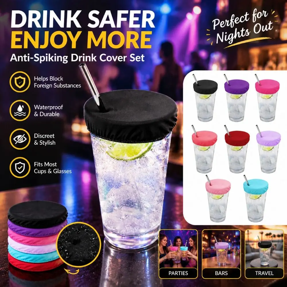 10pcs Anti-Spike Drink Protector Covers Stretchy Fabric Alcohol Protection Drink Scrunchie Covers Reusable Drink Cup Protector