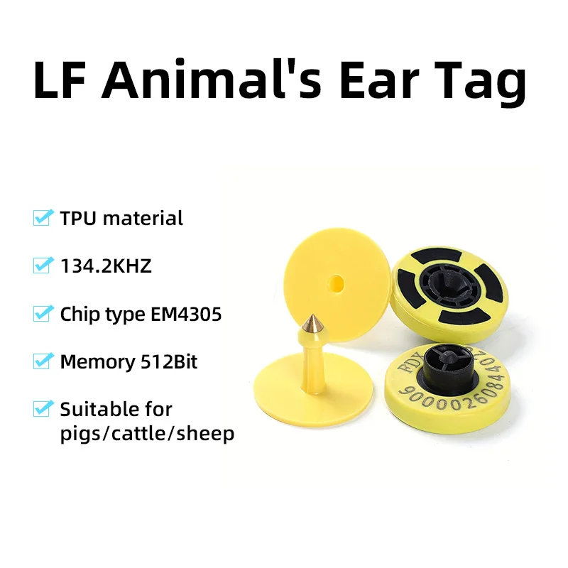 Etichetta auricolare per animali 134,2 KHz ISO11785 Etichetta auricolare RFID passiva standard LF FDX-B per la gestione di bovini, ovini, maiali