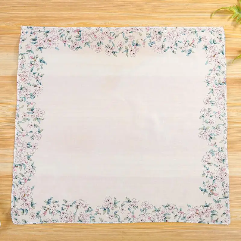 Cotton Lady Women Kids Solid Printed Handkerchief Peach Blossom Small Square Hanky Square Handkerchief Hand Towel Decor ZB603