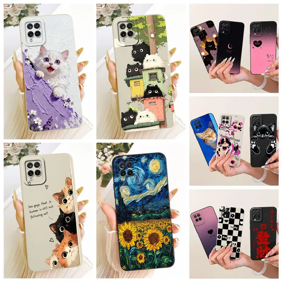 Funda para Samsung Galaxy A12, F12, M12, diseño de gato, funda de TPU suave para teléfono, funda trasera para Samsung A12, F12, Galaxy M12.