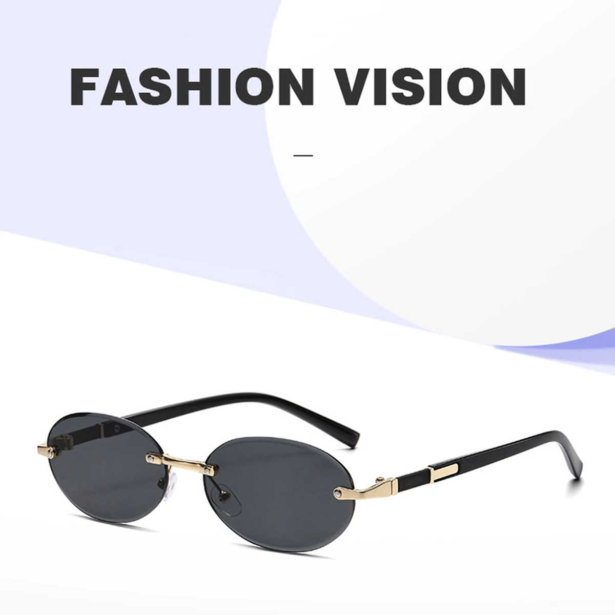 Trendige Sonnenbrille mit geschnittenem Rand, personalisierbar, ovaler Rahmen, neue rahmenlose Spicy Girl Hip-Hop-Sonnenbrille, Metall-DAMEN-Sonnenbrille, Herren-Su – Detail 18