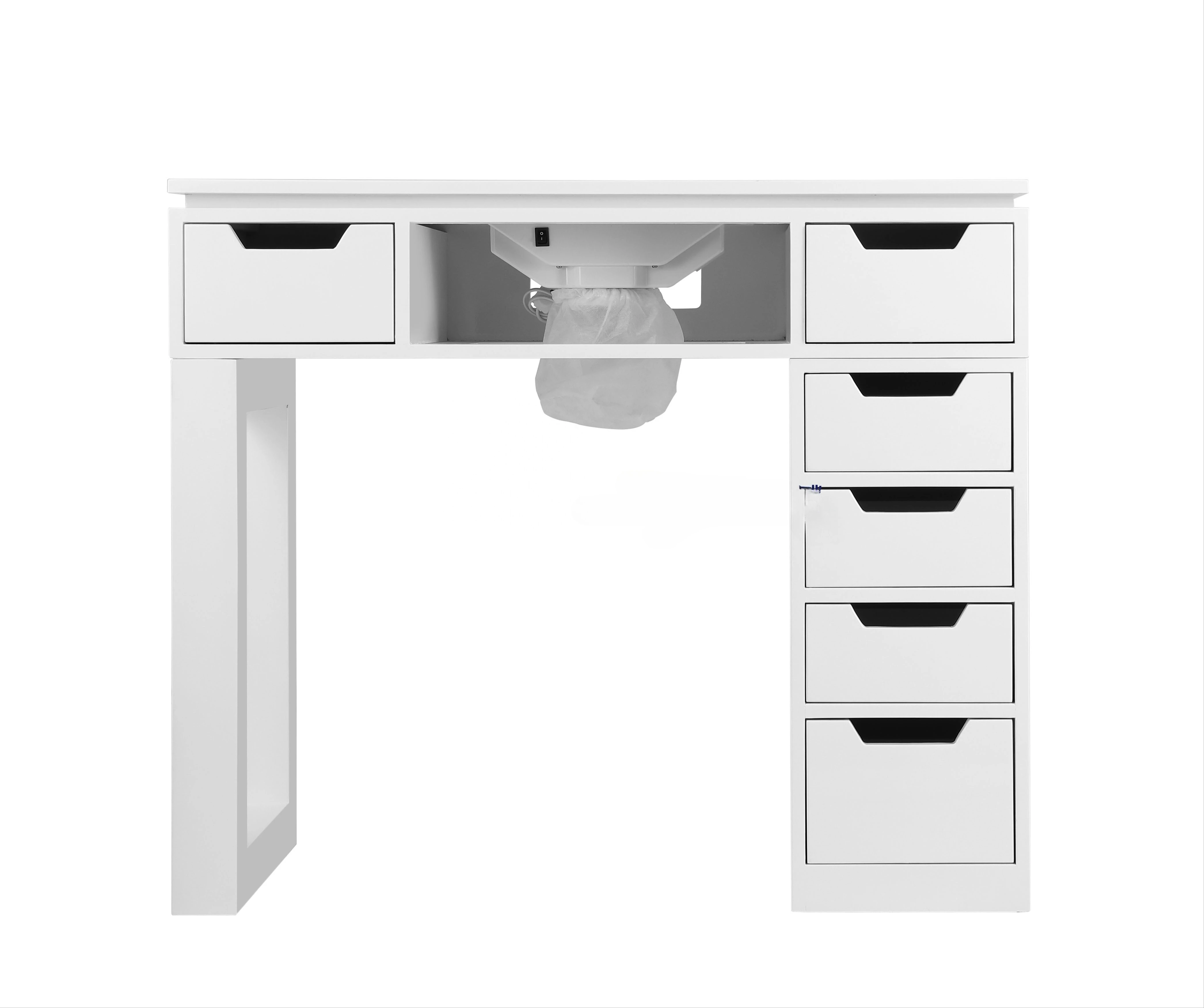 White Wood Manicure Table with Vent Quality Nail Tables  for Beauty Shop Double Manicure Table Ship From Us