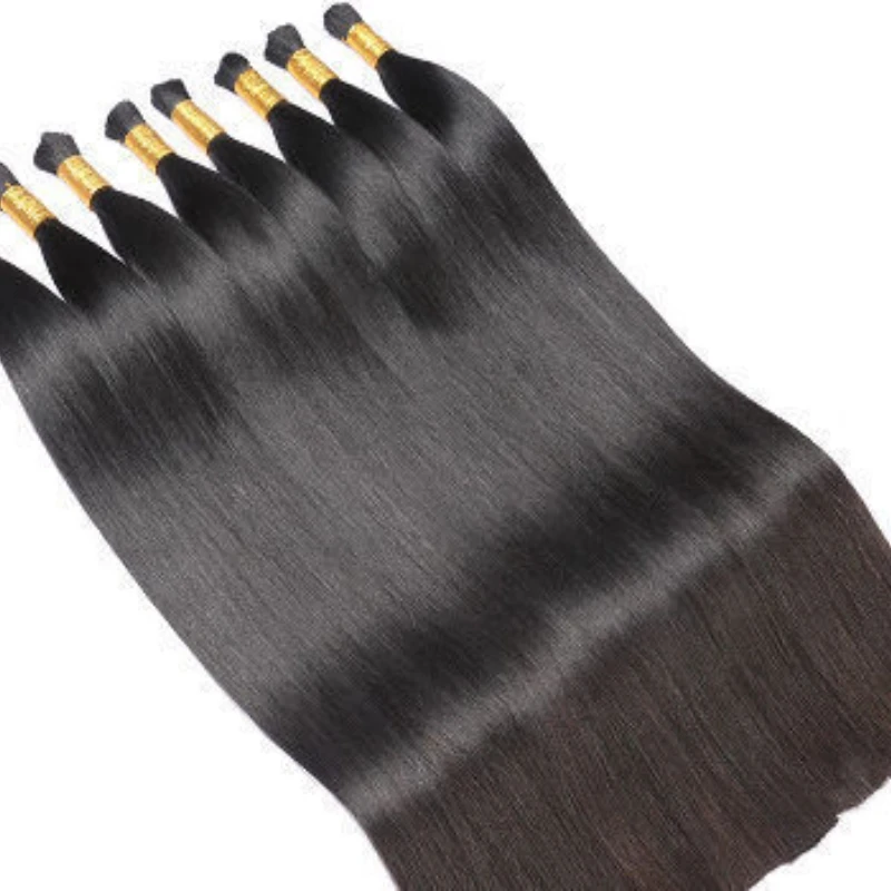 Straight Bulk Hair 100% Human Hair Bulk Machine Made Unprocessed Virgin Hair 16-26 Inch 50/100g Natural Black Braizlian Hair