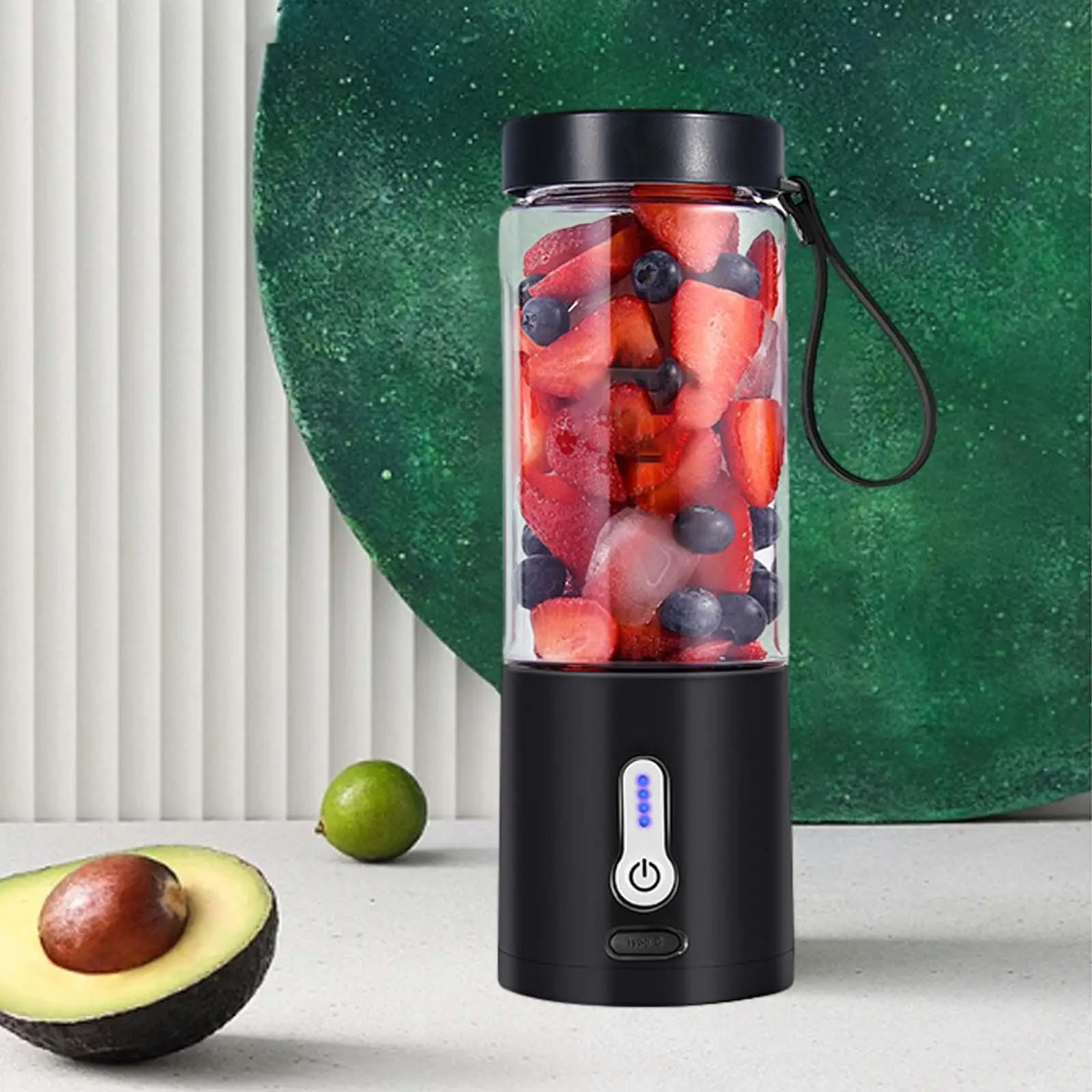 USB 전기 주서기 컵 530ml 휴대용 쉐이크, 스무디용 실용적인 개인용 과일 주스 믹서 블렌더 컵 직장 및 피크닉용