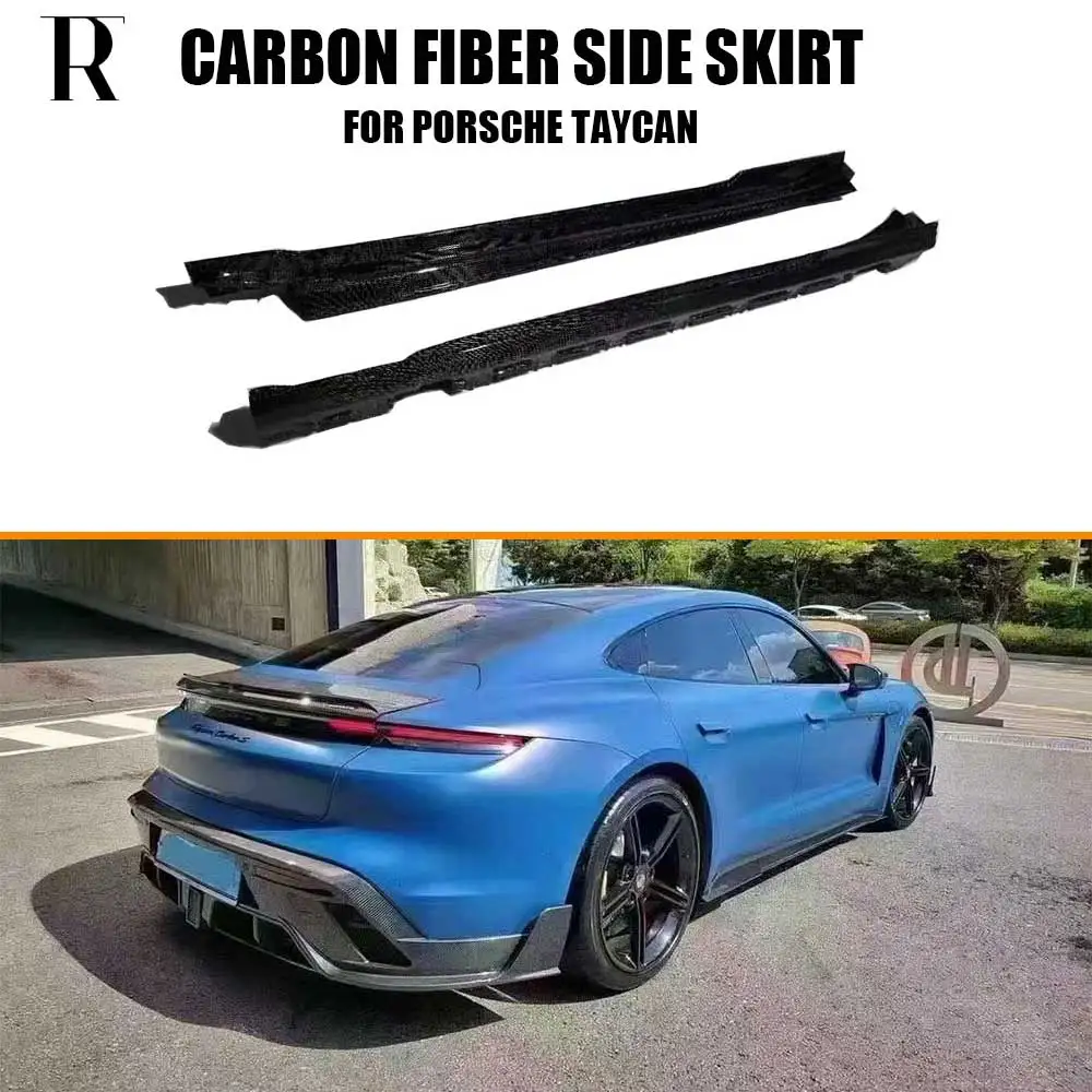 

Mansory Style Real Carbon Fiber Side Door Bumper Extension Skirt Splitter for Porsche Taycan 2019+