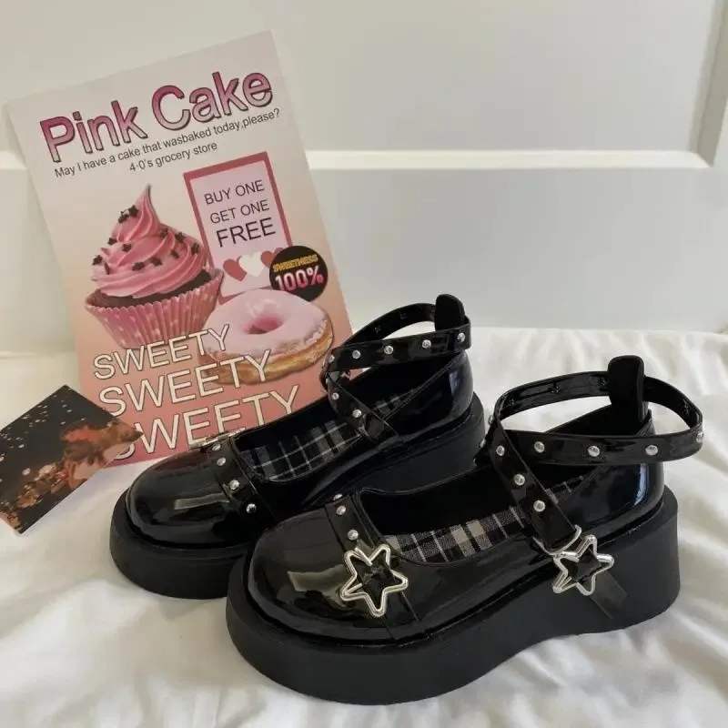 Korean Style Round Toe Mary Jane Shoes Thick Heel Retro British Lolita Little Leather Shoes Versatile Student Uniform Footwear