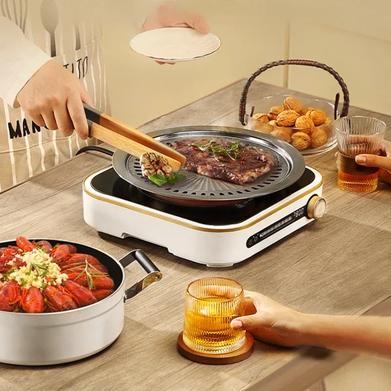 220V ใหม่เตาไฟฟ้า 2800W Power ผัด Hotpot บ้านสมาร์ทหม้อหุงข้าวไม่หยิบเครื่องครัว fogão de indução