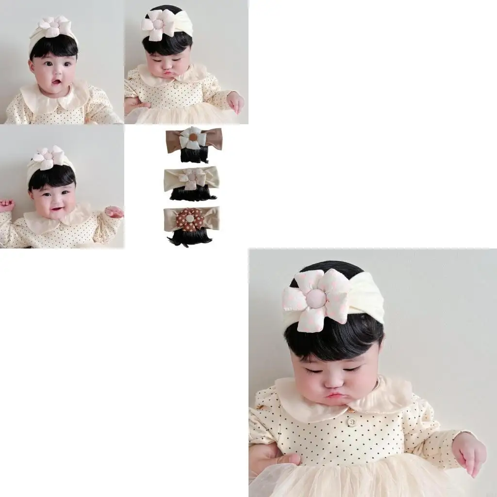

Baby Girls Flower Hairband with Soft Bangs Fashionable Infants Hairpiece 425F