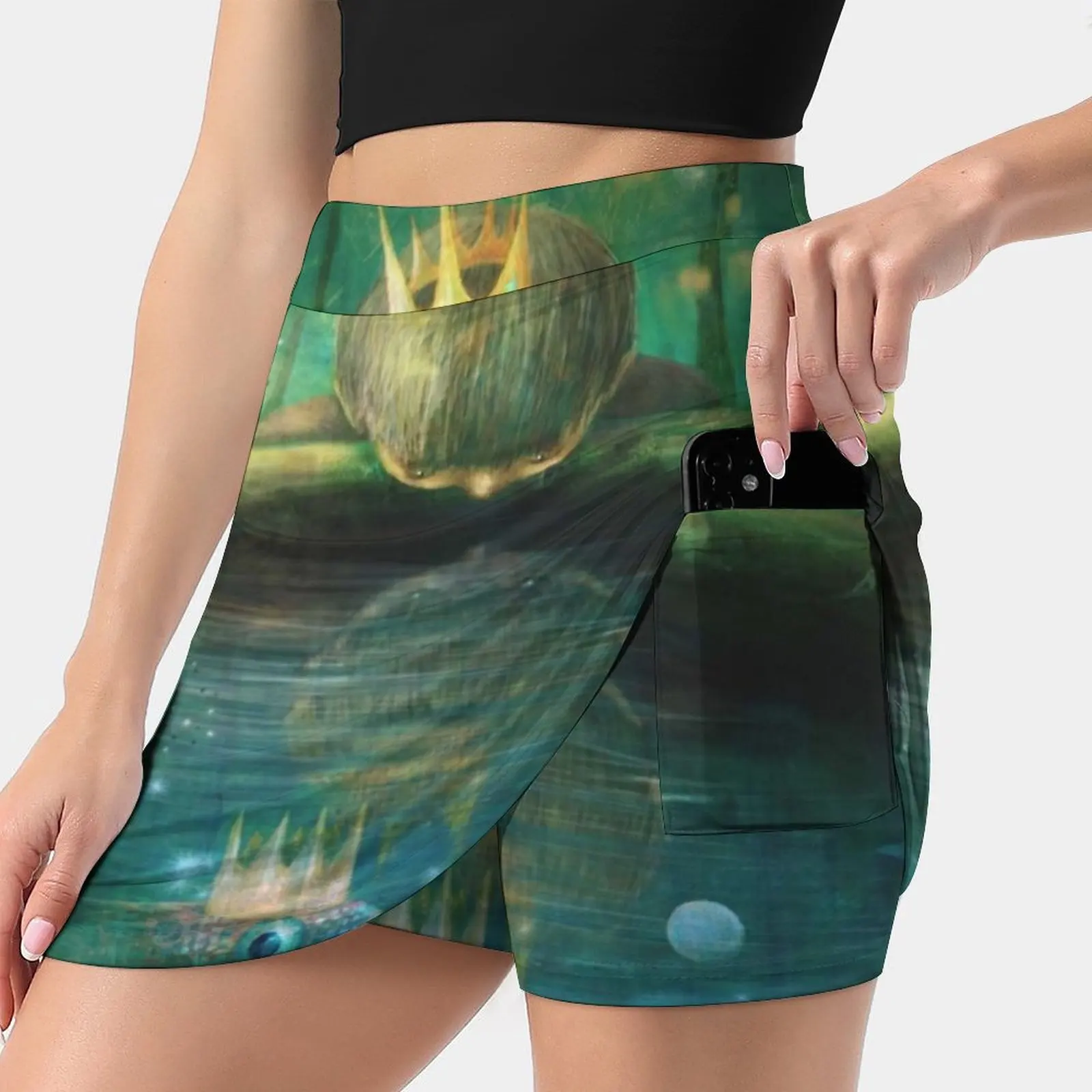 Crown Prince Women's skirt With Pocket Vintage Skirt Printing A Line Skirts Summer Clothes Boy Magical Water Blue Green Fish