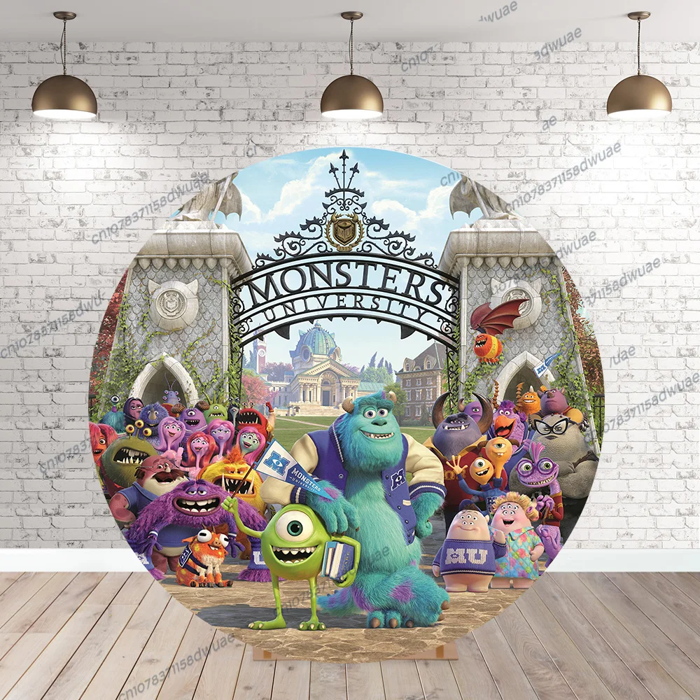 Monsters  University Birthday Photo Backdrop Round&Bucket Shaped Photo Background Baby Shower Photography Backdrop ﻿