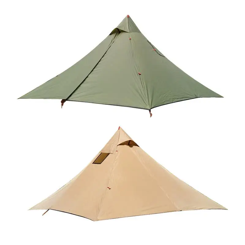 

Large Camping Tent Sturdy Trekking Family Tent Rainproof Shelter Outdoor Teepee Tent With Flue Pipes Window Large Space Dome