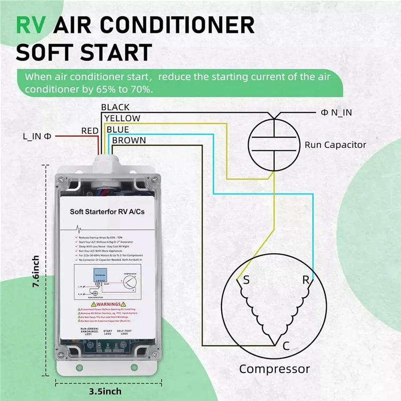 

Плавный запуск для кондиционера RV с небольшим генератором Стартовый блок RV A/C HASS-02, SSRV3TDC-N31R
