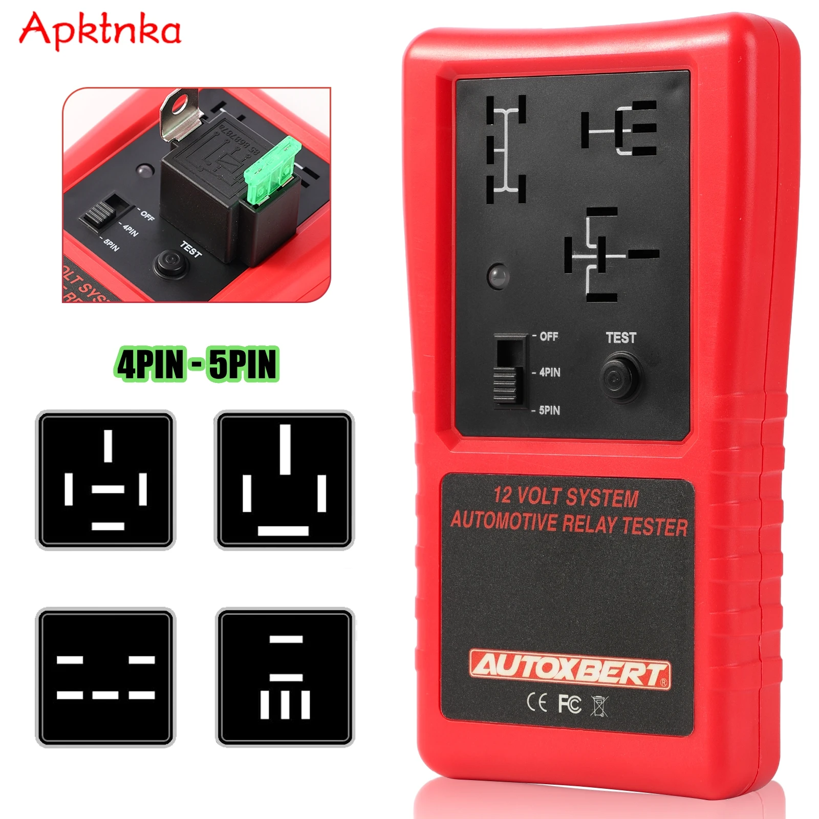 

4Pin/5Pin Relay Tester Diagnostic Tool Wireless Design Automotive Relay Tester Car Electrical Relay tester 12V Battery Checker