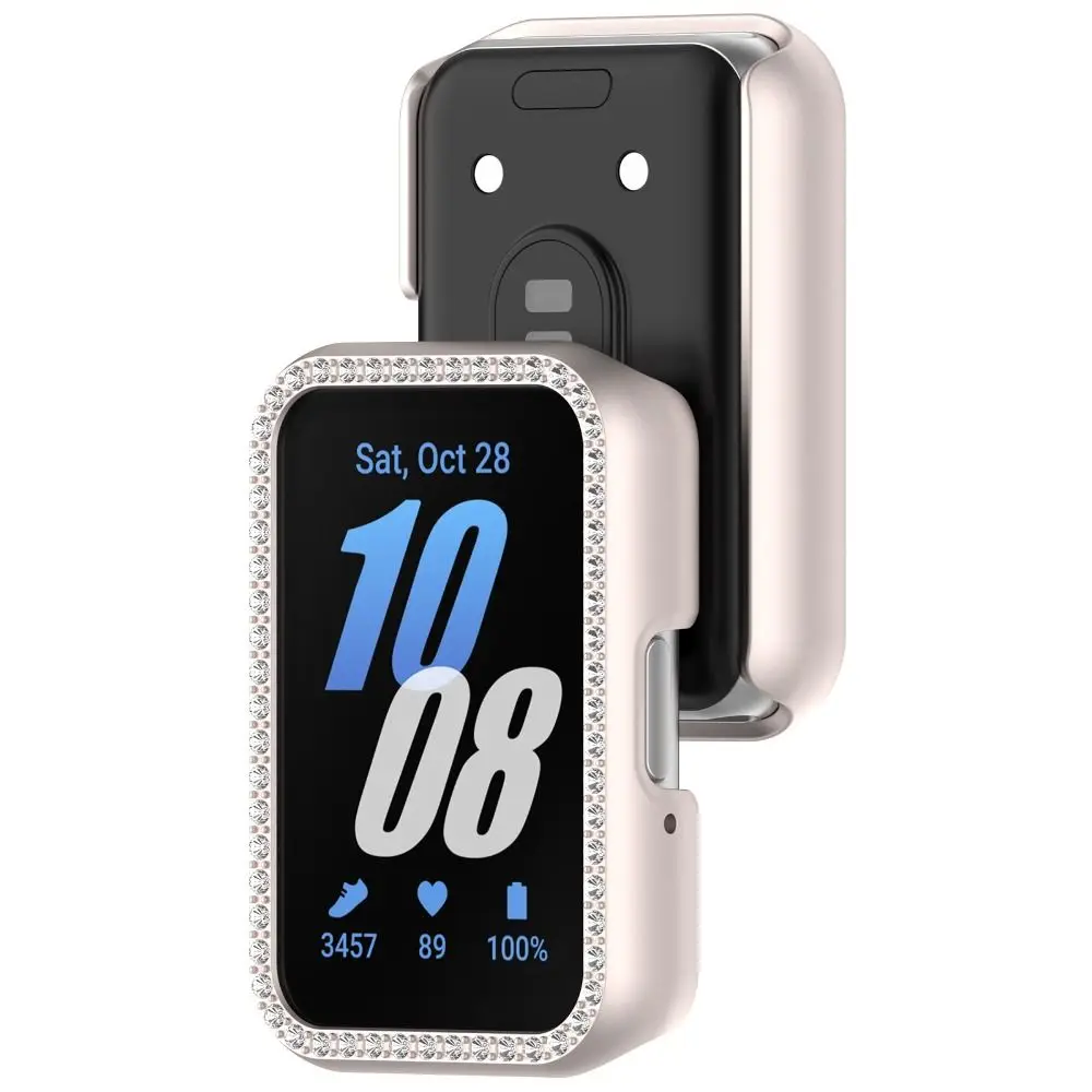 Funda protectora de PC ostentosa, carcasa de cristal con incrustaciones de diamantes, accesorios para reloj Samrt, Protector de pantalla para Galaxy Fit3
