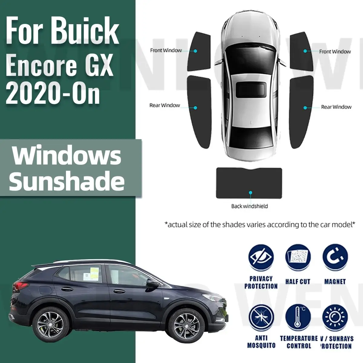 For Buick Encore GX 2020-2023 2024 Magnetic Car Sunshades Front Rear Windshield Blind Curtain Baby Side Window Sun Shade Visor