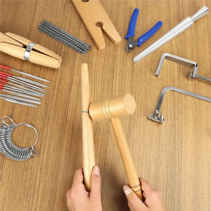 Eco-Friendly-For Jewelers Making Tools Set With Bench Pin, Ring Sizer, For Jeweler' S Saw, Measuring Tools, Hammer Stick For
