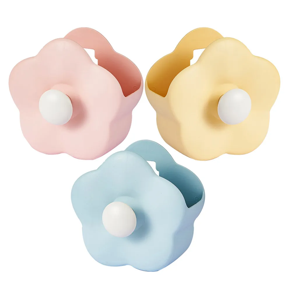 3Pcs Flower Storage Boxes Dual Use Pen Holders Wall Mounted Desktop Organizer Stylish Stationery Case for Home Office School