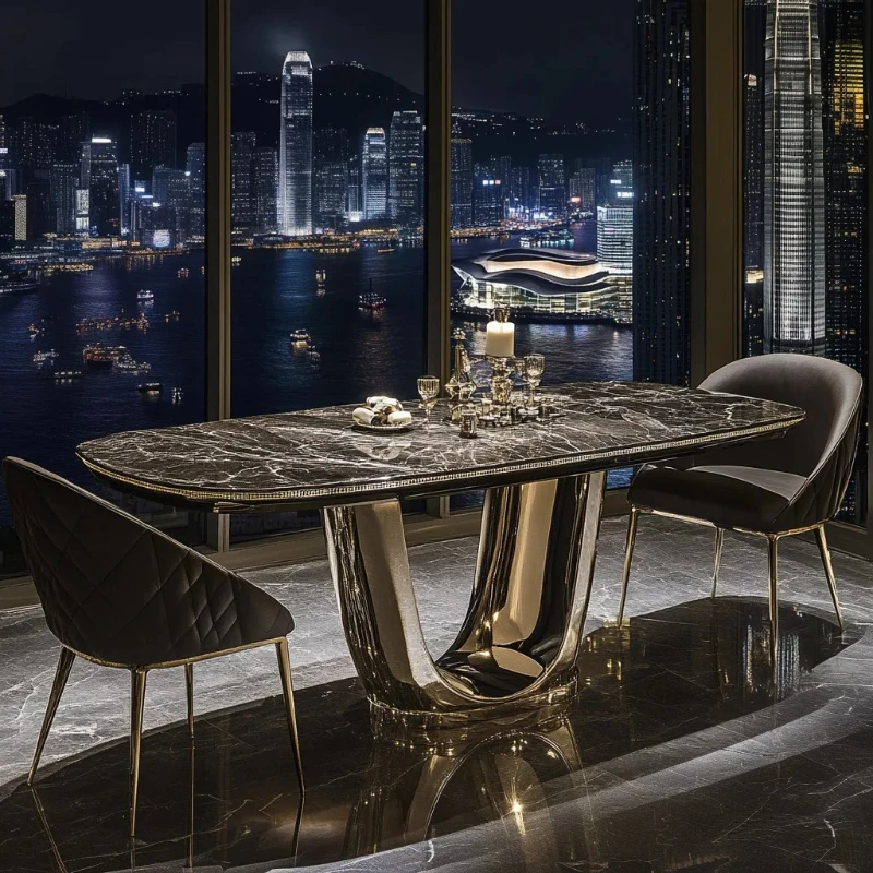 Modern style square light luxury jade luxury stone dining table villa marble custom decoration advanced