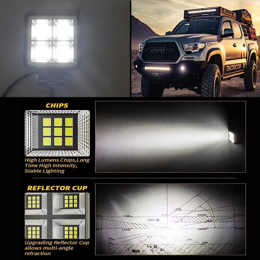 LED 스포트라이트 프론트 스포일러 192W 12V 24V 64Led 작업 조명 트랙터 자동차 차량 4x4 오프로드 Barra 작업 운전 라이트 썸네일 6