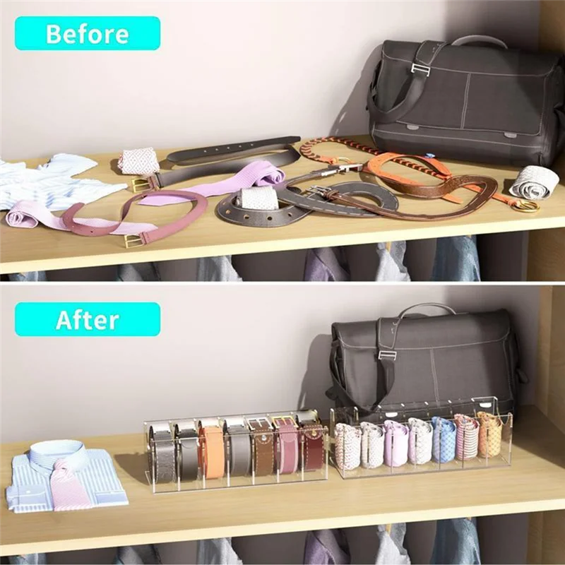 

ABWR-Acrylic Belt Storage Box Transparent Storage Belt Tie Box Multi-Compartment In-Store Mall Display Shelf