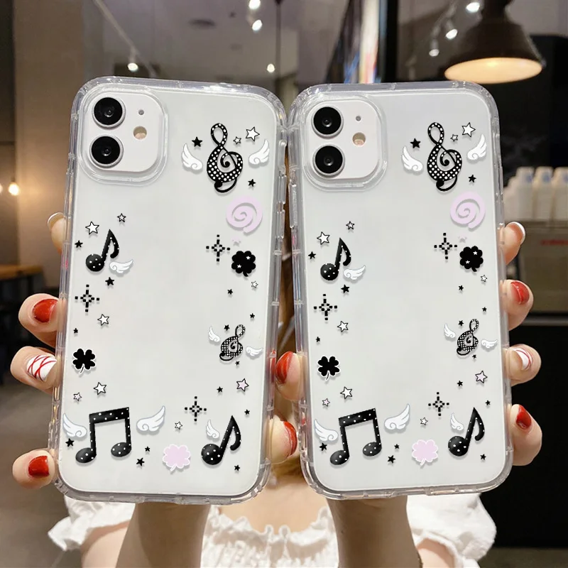 Musical Symbols Phone Case For iPhone 17 Pro Max 17 Air 14 15 11 13 Pro Max 16 12 Transparent Silicone Shockproof Funda Cover