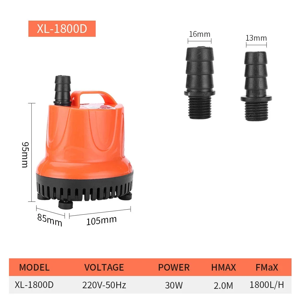30/45/60/85/110w Fish Tank Bottom Suction Submersible Pump Mute Pump Multi-functional Small Suction Pump with Joint