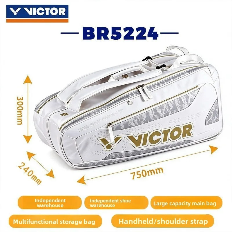 VICTOR Tennis Badminton Pro Sports Bag, Backpack & Handbag, Large Capacity 6-Racket Rectangular Bag