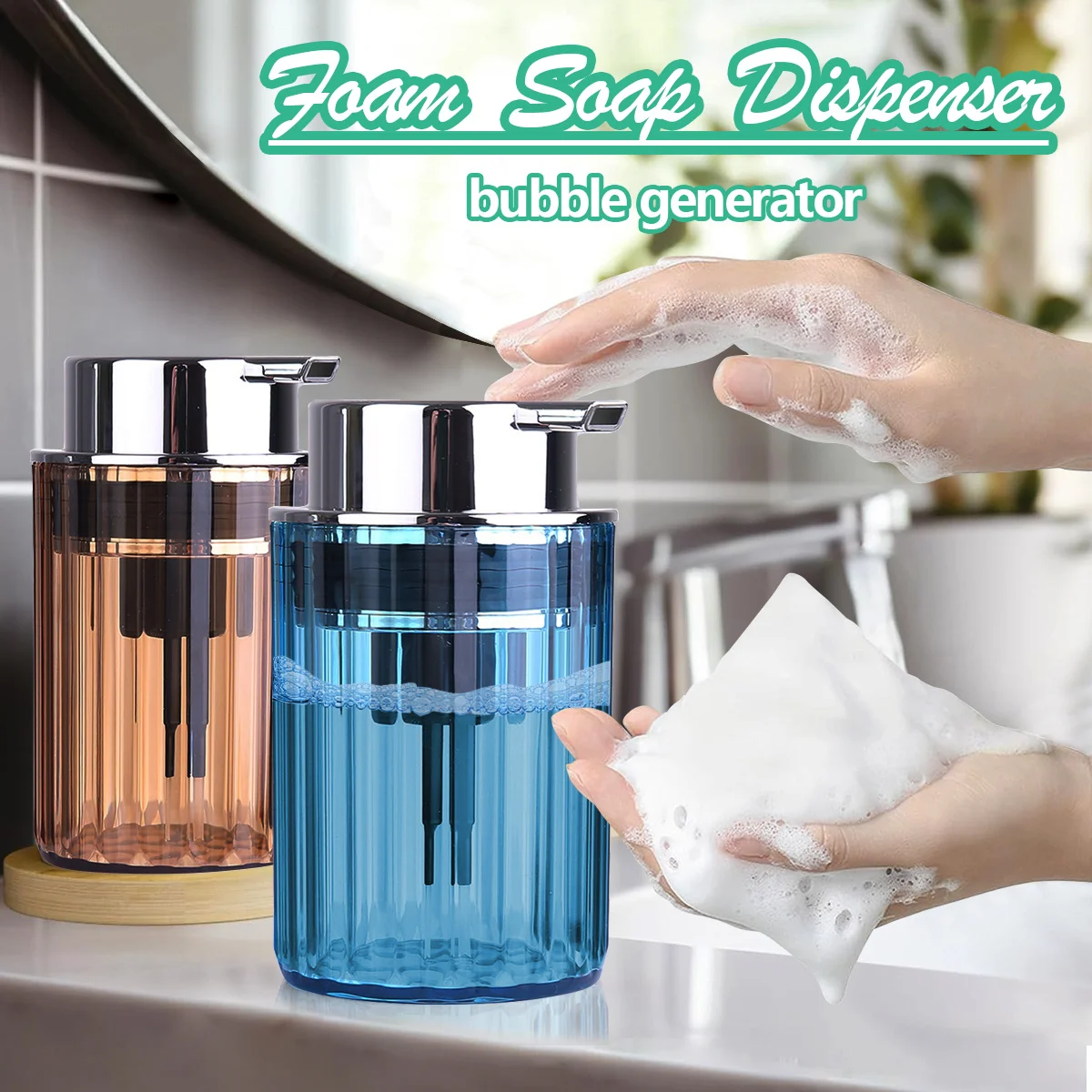 

350ML Hands Foaming Soap Dispenser For Bathroom Liquid Soap Mousse Bottle Refillable Kitchen Push-type Dish Soap Container