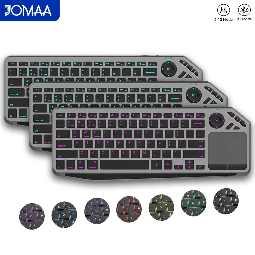 

Ergonomic Bluetooth5.0 & 2.4G Wireless Touchpad Keyboard with Color Backlit,Rechargeable 78 Key Compact Keypad for Window/Mac OS