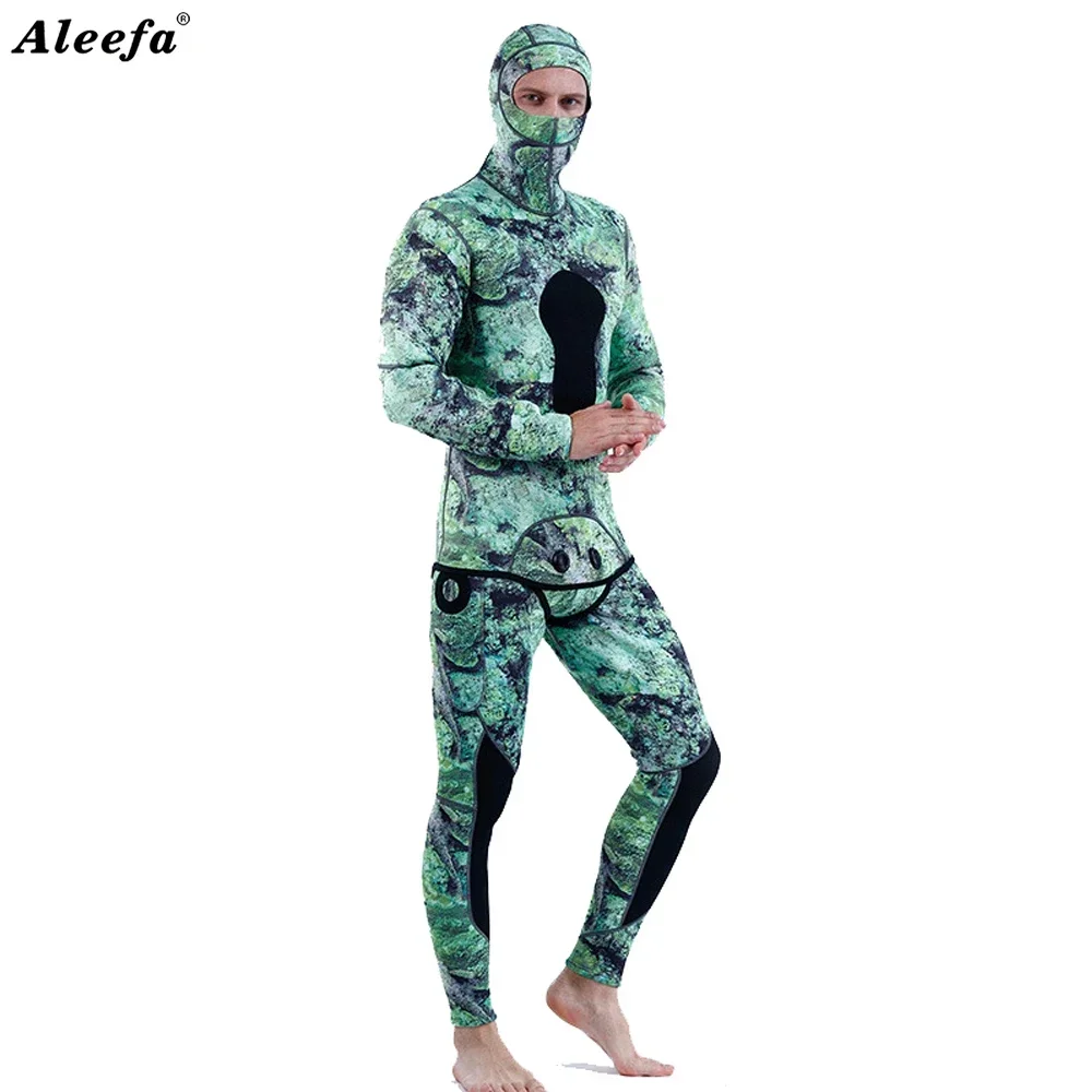 Stylish Wetsuit Men 3mm Neoprene Diving Suit  for Swimming Spearfishing with Hood Rubber Keep Warm Winter Swimsuit