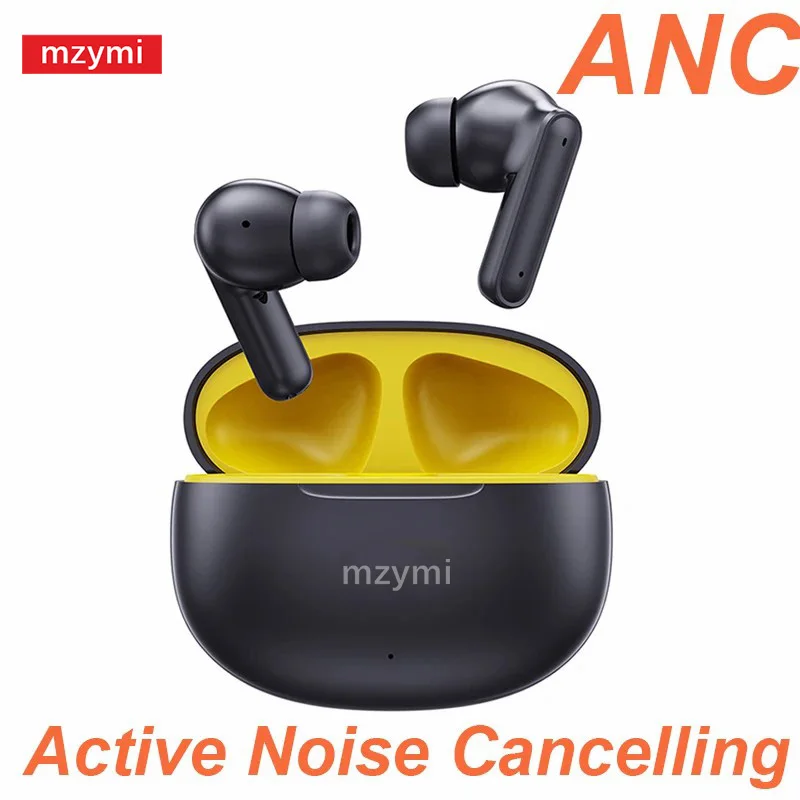 Mzymi anc tws fones de ouvido bluetooth t80s sem fio ativo com cancelamento ruído fone estéreo som jogos para xiaomi