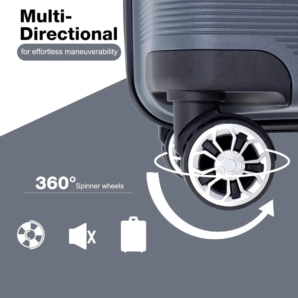 Gray 3-Piece Spinner Luggage Set with TSA Lock, Lightweight Hardshell, Sizes 20, 24, 28