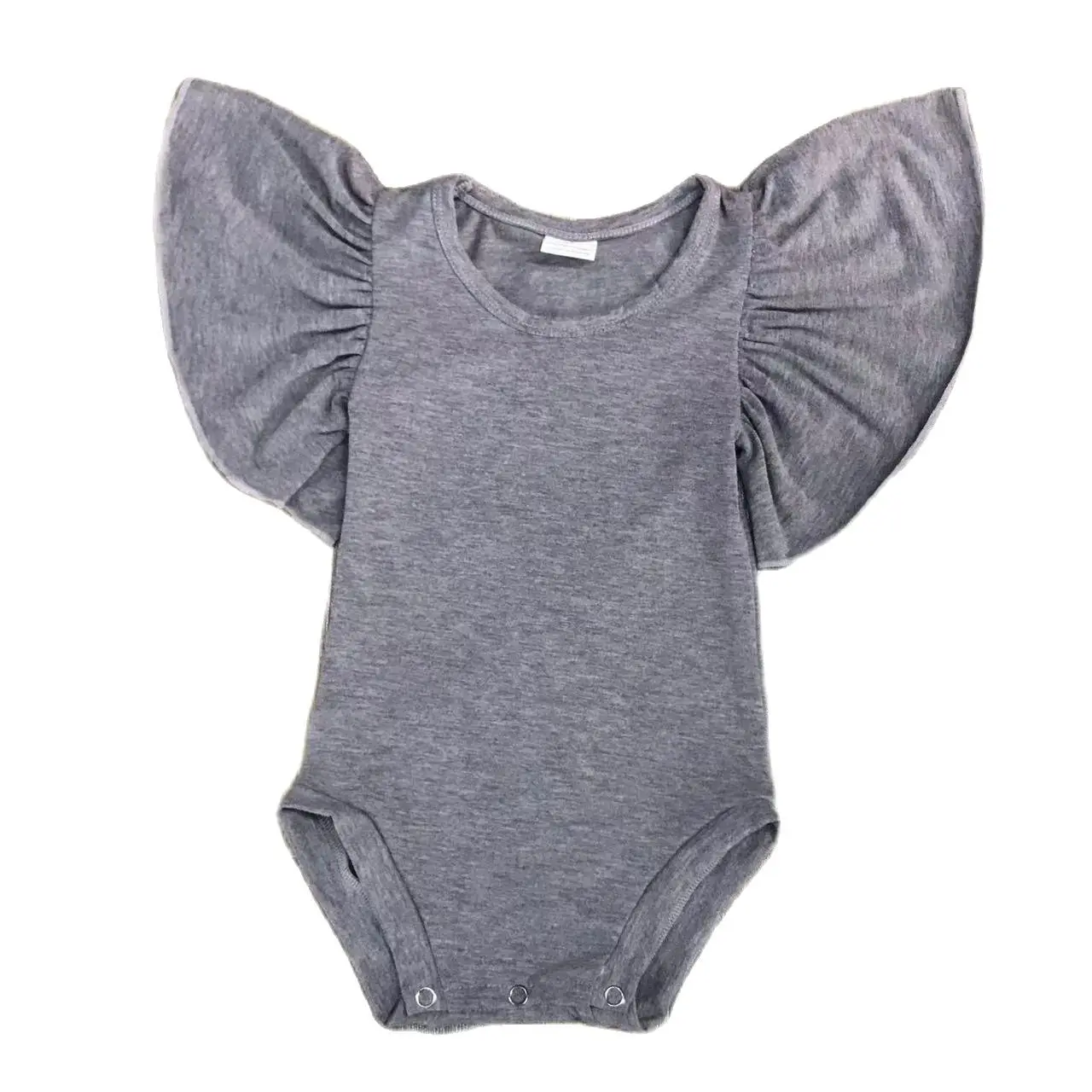 

Round neck girls baby newborn clothes romper triangle climbing jumpsuit 0-2 years butterfly sleeve trumpet sleeve