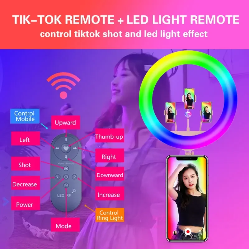 Photographic Large Ring Light 24inches 60cm Beauty Makeup Round Circle Shaped AV Plug RGB Model with Remote Control