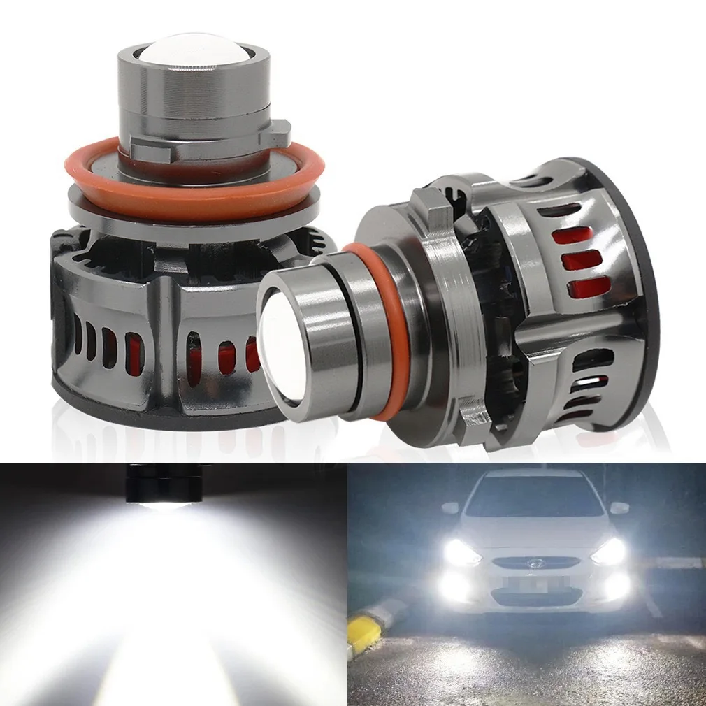 

New laser LED car lights with lenses, 9005 headlight modification, high-power H7 and H11 front fog lights