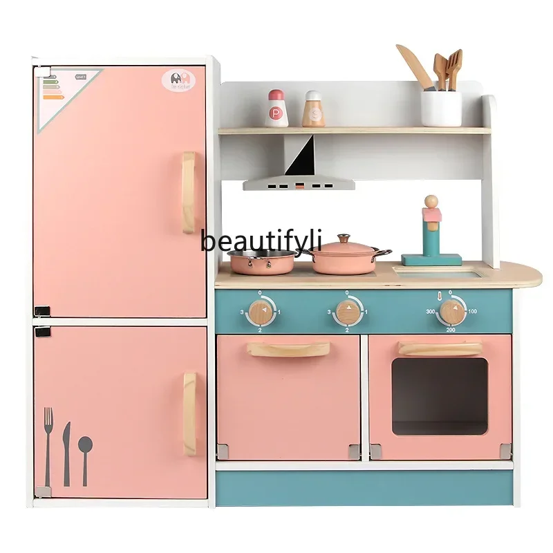Baby Doll Children's Refrigerator Wooden Wood Simulation Mini Set
