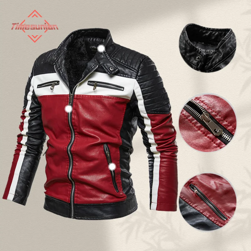 

Мужская повседневная мотоциклетная кожаная куртка для пилота, мужская осенне-зимняя модная куртка с цветными блоками и воротником-стойкой, куртка из искусственной кожи