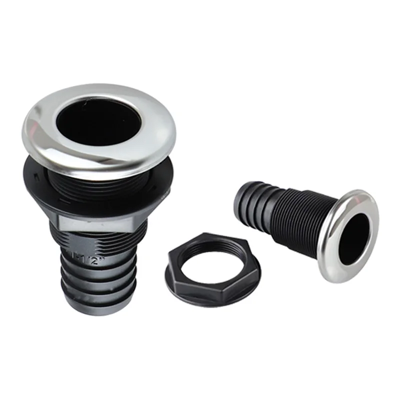 White/Black Boat Through Hull Connector Through-hull Hose Connector Plastic Hose Coupling Drain Outlet Accessory Boat Accessorie
