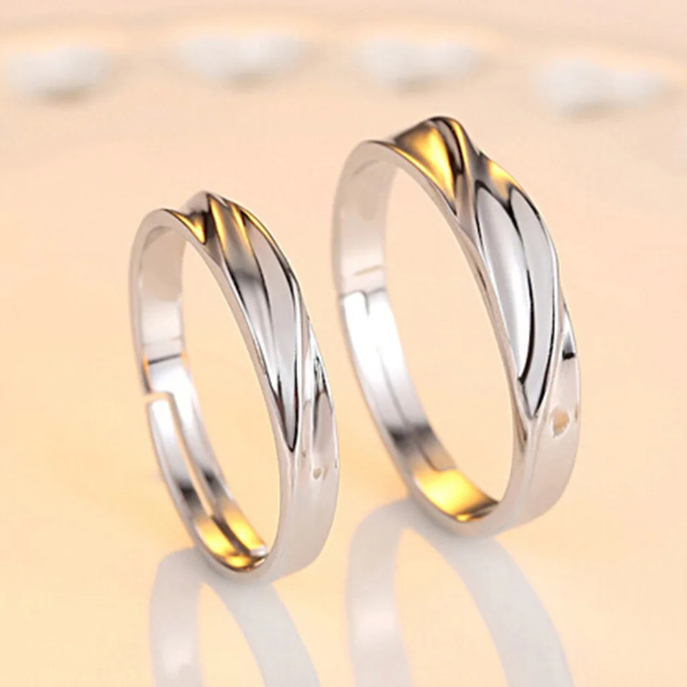 2 Stück 925 Sterling Silber Paarringe mit Zirkonia für Damen und Herren, exquisiter Silberschmuck für Studenten und Freundinnen
