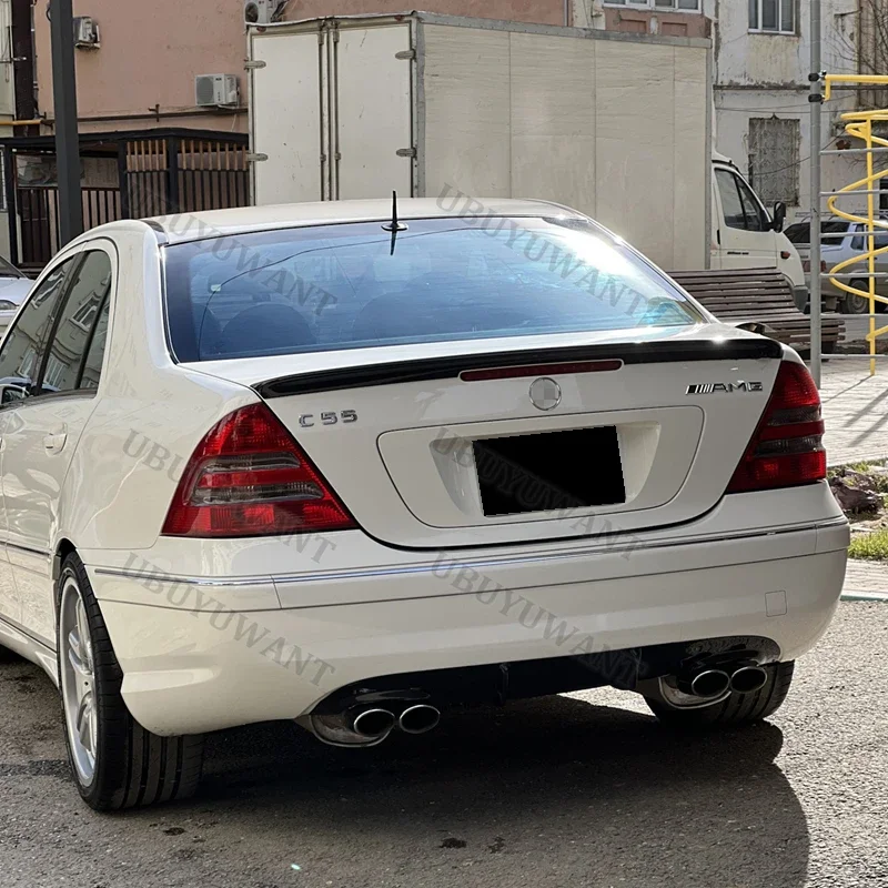 For Benz C-Class W203 C180 200 260 320 C55 Rear Trunk Lip Carbon Fiber Wing Spoiler Car Styling 2001-2006