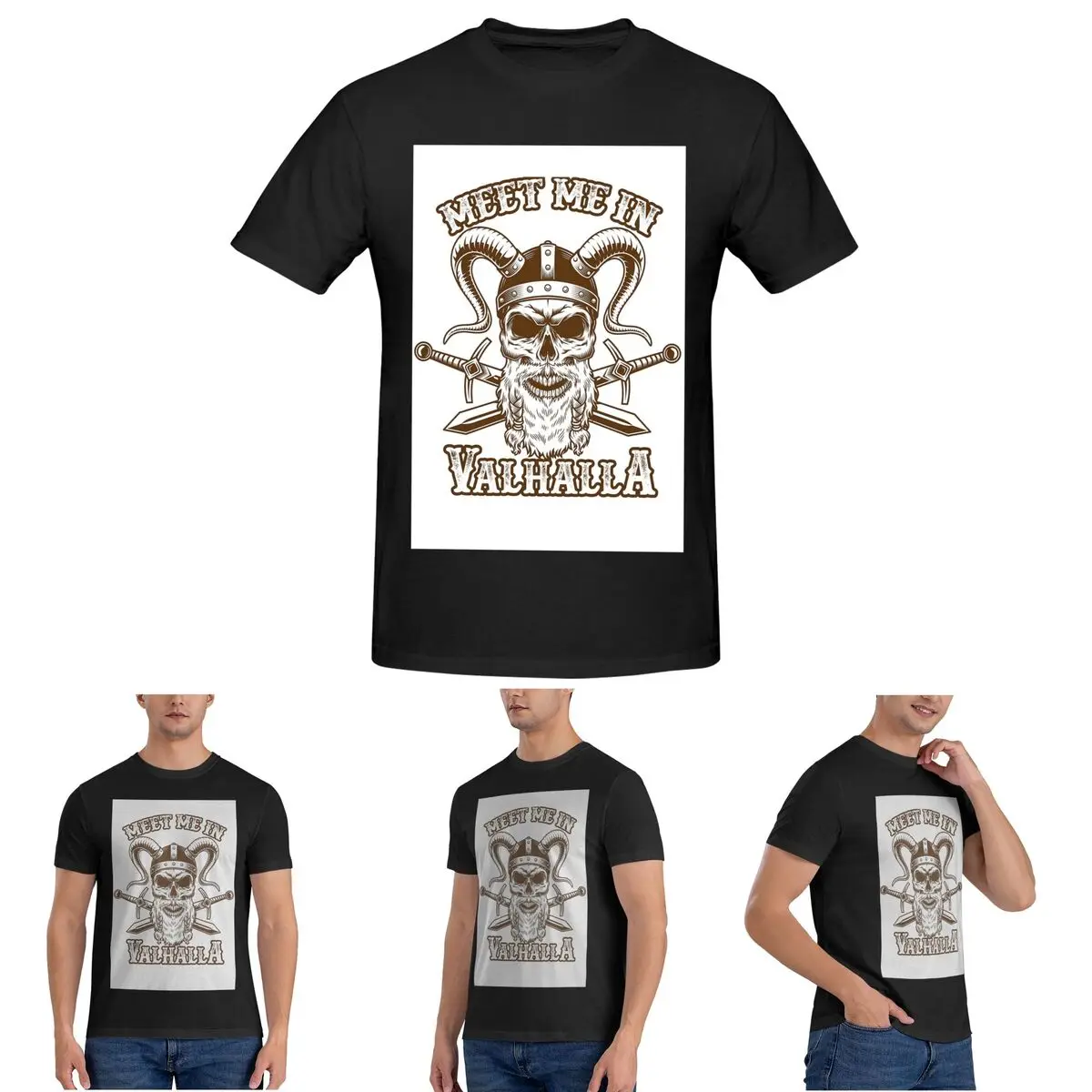 

Мужская футболка Meet Me In Valhalla Viking Design, хлопковые футболки больших размеров, мужские летние топы с короткими рукавами и круглым вырезом