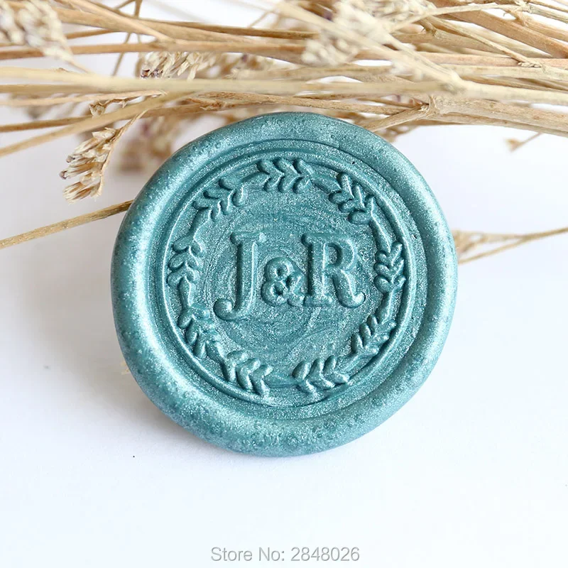 Custom wedding wreath initials Wax Seal Stamp,wedding stamp,wedding invitation seal,wedding gift,personalised wood wax stamp