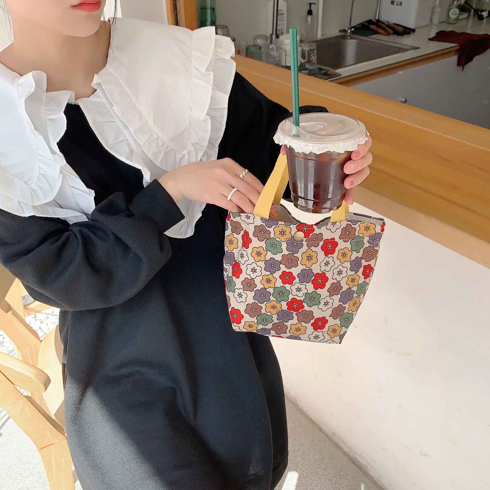 Corduroy Retro Women Small Tote Shoulder Bags Student Girls Lunch Bento Bag Hand Carry Shopper Bag Female Clutch Purse Handbags