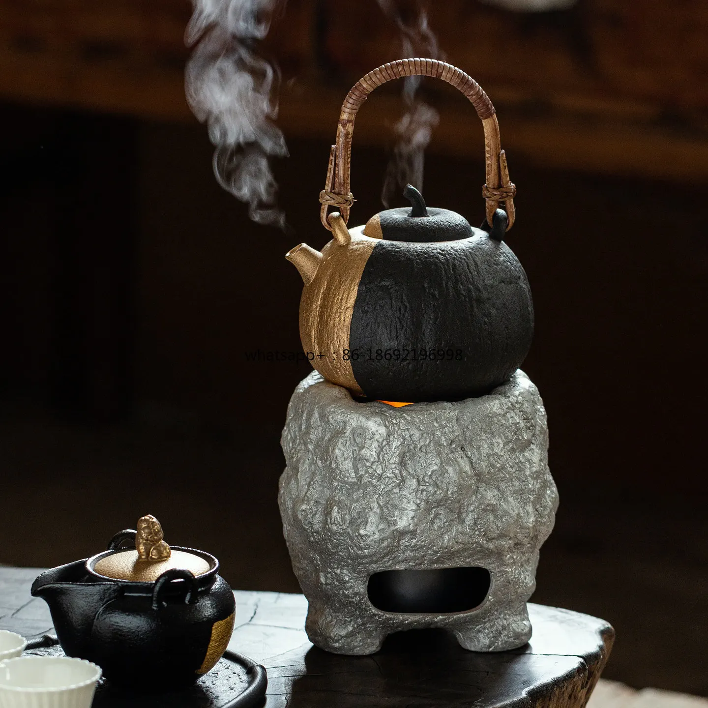 Ceramic Gilt Silver Teapot Boil Water and Make Teapot Large Capacity Enclosed Stove To Make Tea Alcohol Stove Open Flame