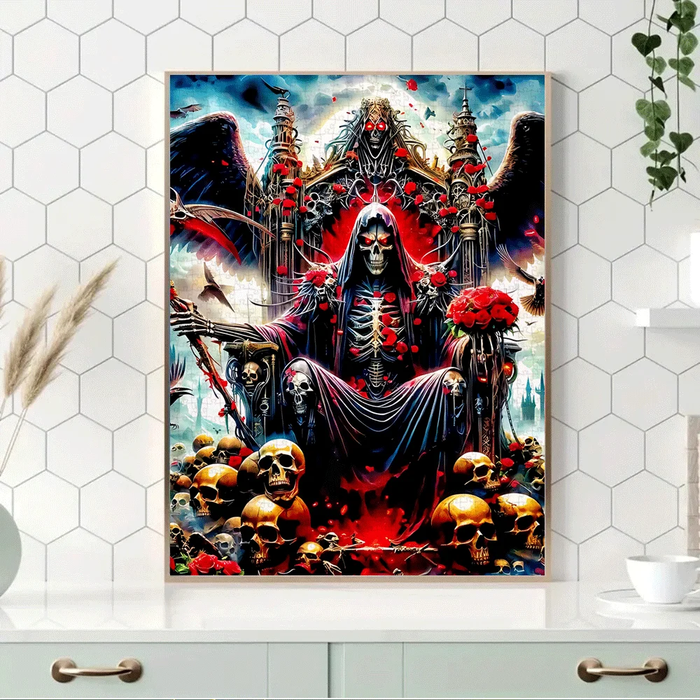 Gothic Grim Reaper Skull Scene Jigsaw Puzzle Adult Dark Art Intellectual Game Home Leisure Decompression Puzzle Toy for Horror F